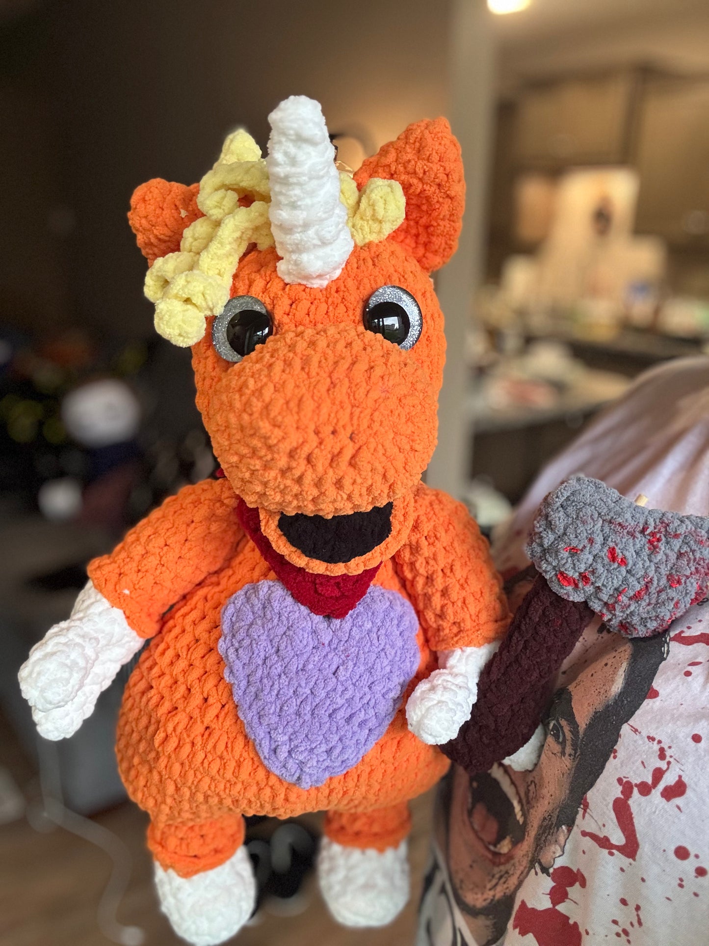 🦄 Rainbow Rebel Unicorn – 20” Handmade Crochet Plush