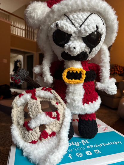 Small Santa’s Little Terror –  12” Handmade Crochet Horror Doll 🎅🏻🔪