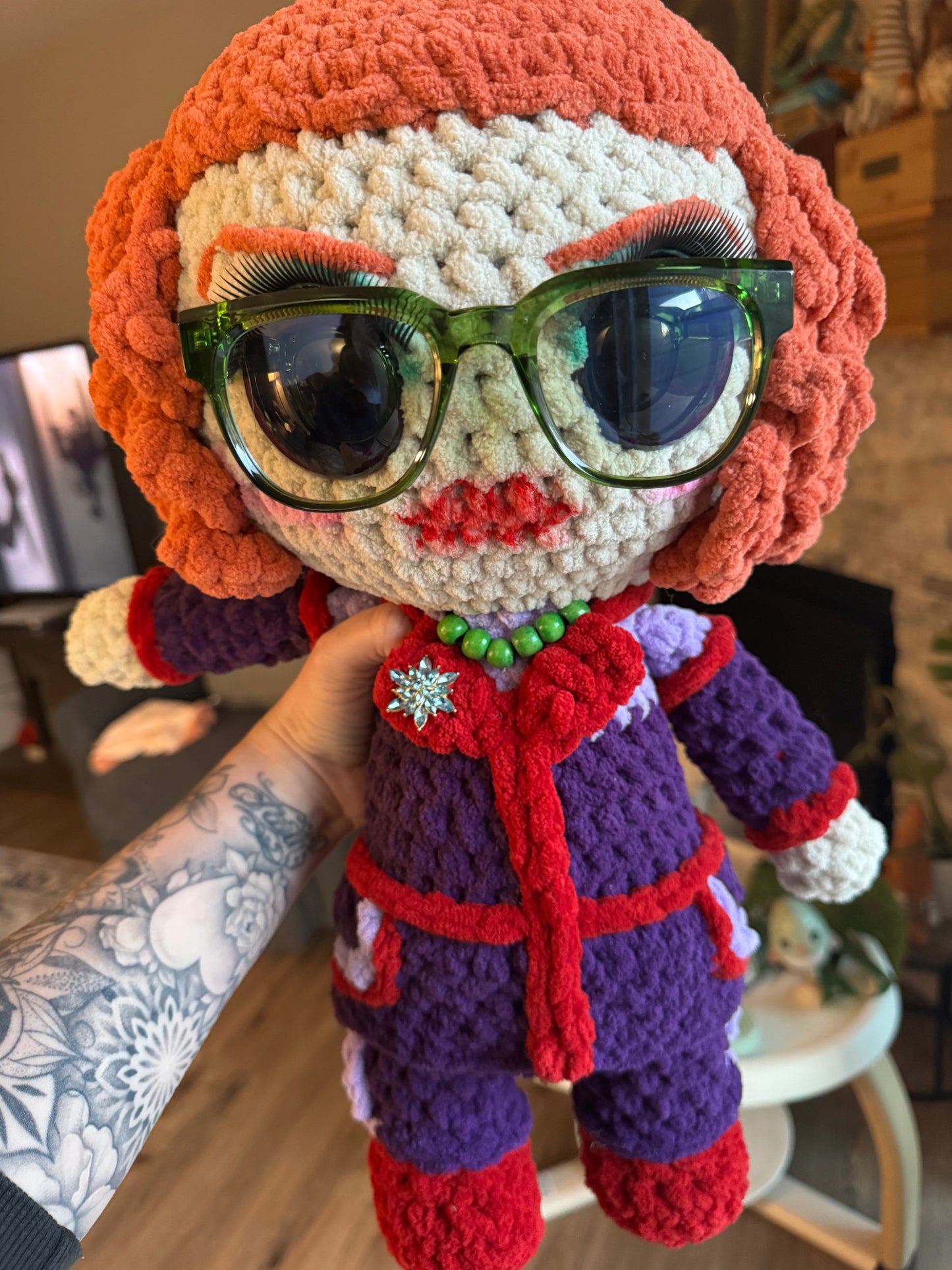 🖤 The Midnight Auntie — 18” Handmade Horror-Inspired Crochet Doll 🖤