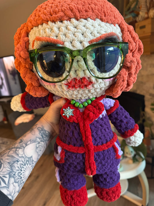 🖤 The Midnight Auntie — 18” Handmade Horror-Inspired Crochet Doll 🖤