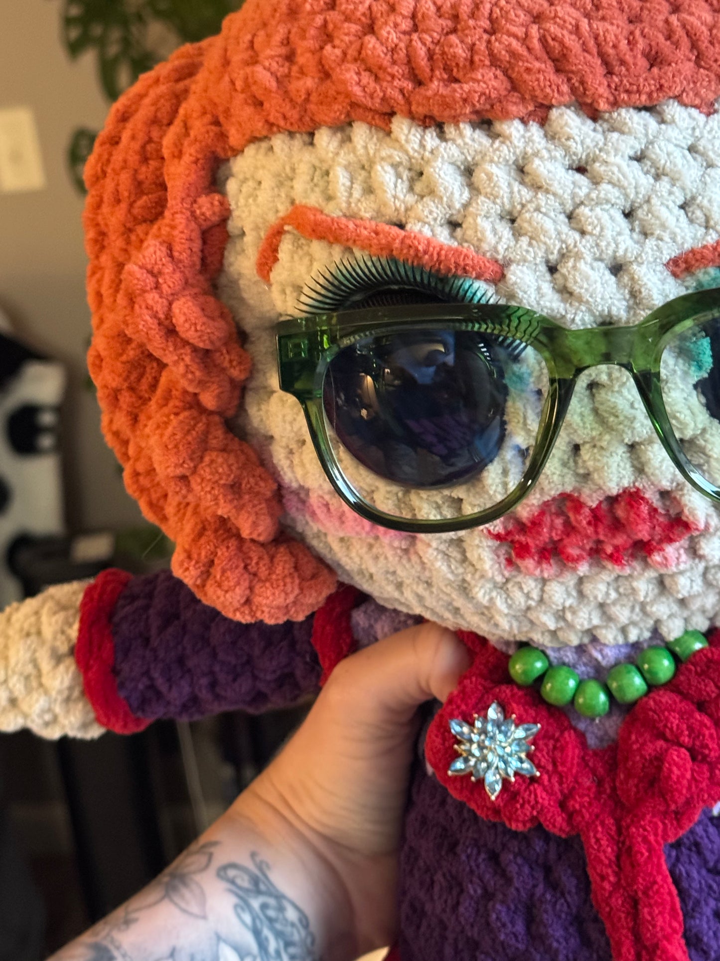 🖤 The Midnight Auntie — 18” Handmade Horror-Inspired Crochet Doll 🖤