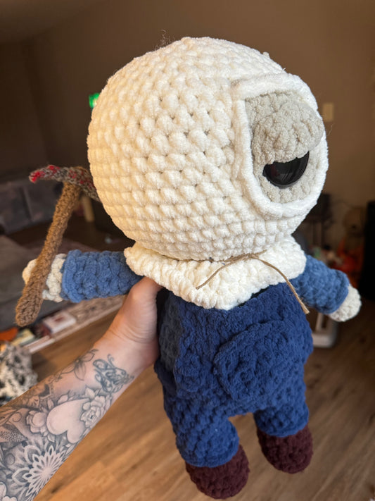 The Sack-Head Slasher– Handmade Crochet Horror Doll | 18”