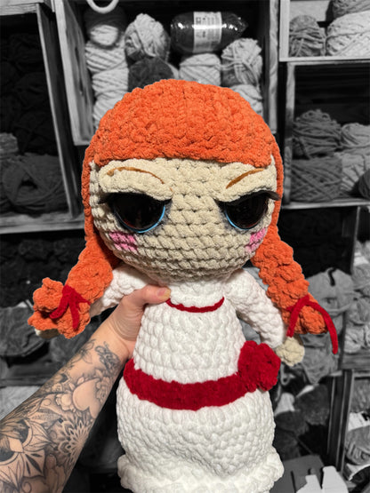 🕯️ The Porcelain Guest — 18” Handmade Crochet Horror Doll