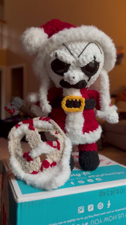 Small Santa’s Little Terror –  12” Handmade Crochet Horror Doll 🎅🏻🔪