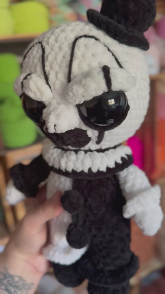 Small Artie Stitches — 12” Handmade Horror Collector Doll🤡🧶🖤
