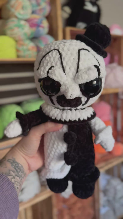 Small Artie Stitches — 12” Handmade Horror Collector Doll🤡🧶🖤